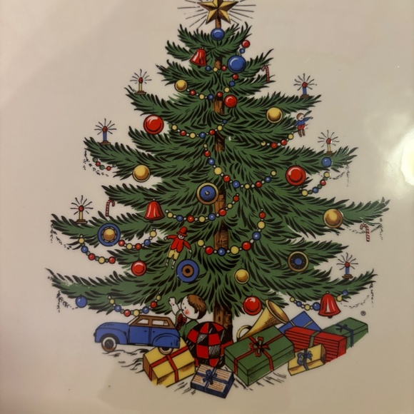 Cuthbertson 13" Rectangle Christmas Tree Serving Platter Narrow Green Line - Picture 4 of 7